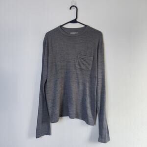 Cadet Military Inspired Wool Blend Long Sleeve T Shirt Small Gray Base layer